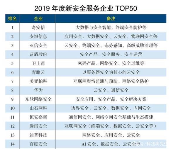 2019年度新安全服務企業(yè)TOP50出爐